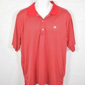 Men's CHAMPION Red Striped Athletic Golf Shirt Sz XL